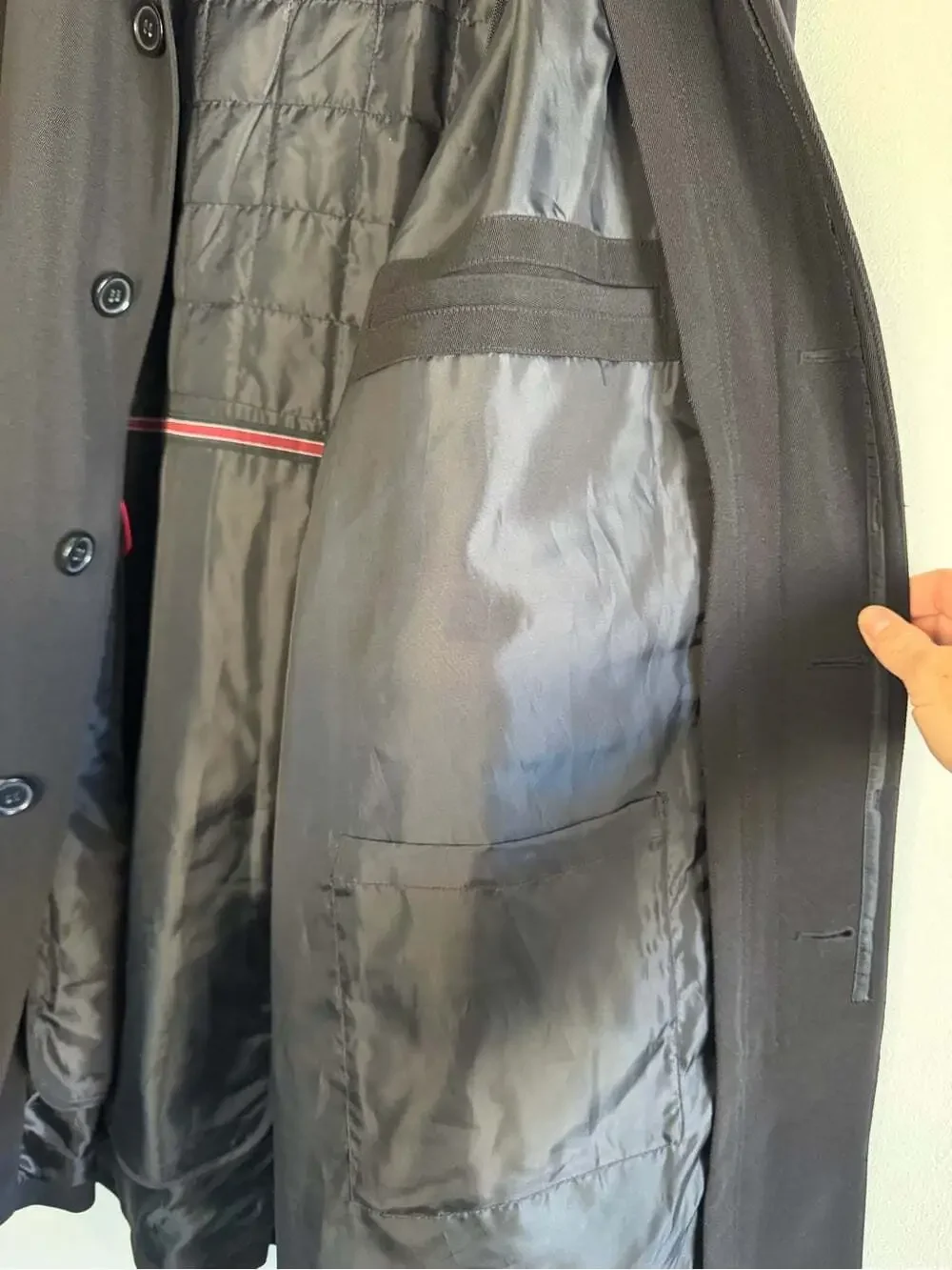Bellissimo Black Car Coat XL Minimalist Overcoat Zip-Out Lining Y2K
